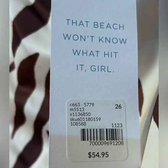 Lane Bryant zebra stripe side slit swim skirt, super plus sizes - Picture 6 of 13